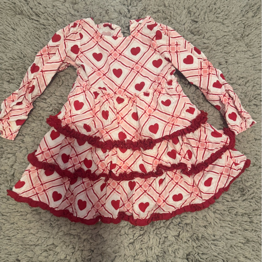 Ruffle Butts Pink and Red Heart Dress
